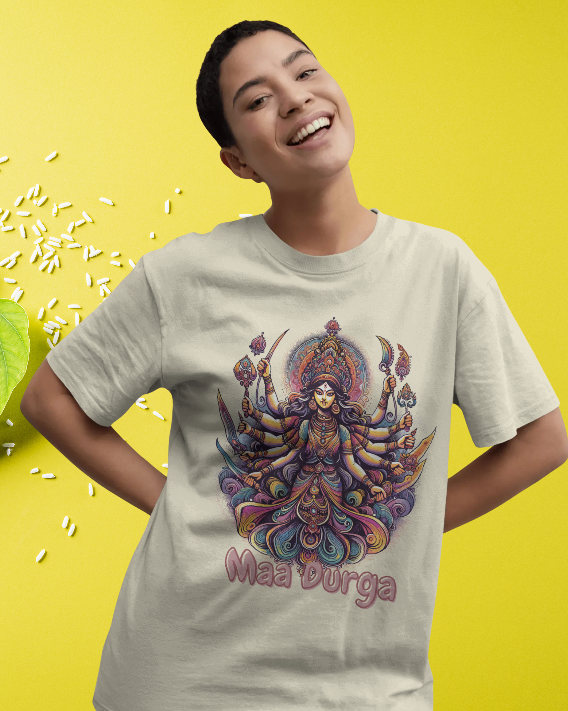 মা দুর্গা মহিলাদের ওভারসাইজড টি-শার্ট