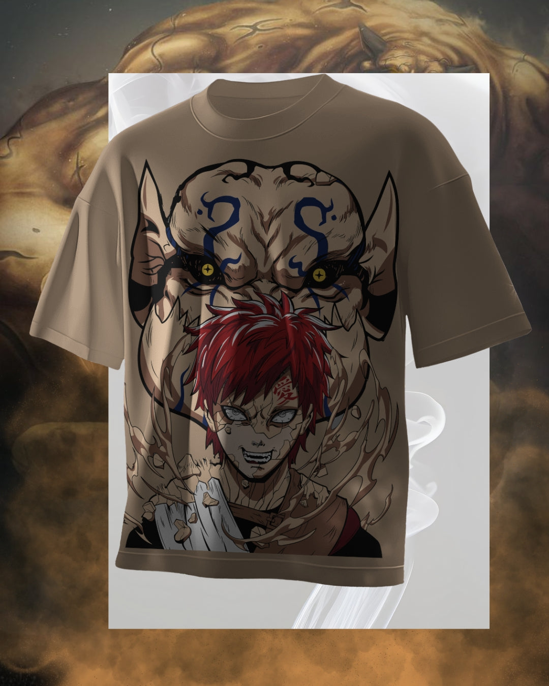 Gaara oversized T-shirt featuring bold Naruto anime print – unisex streetwear for anime fans