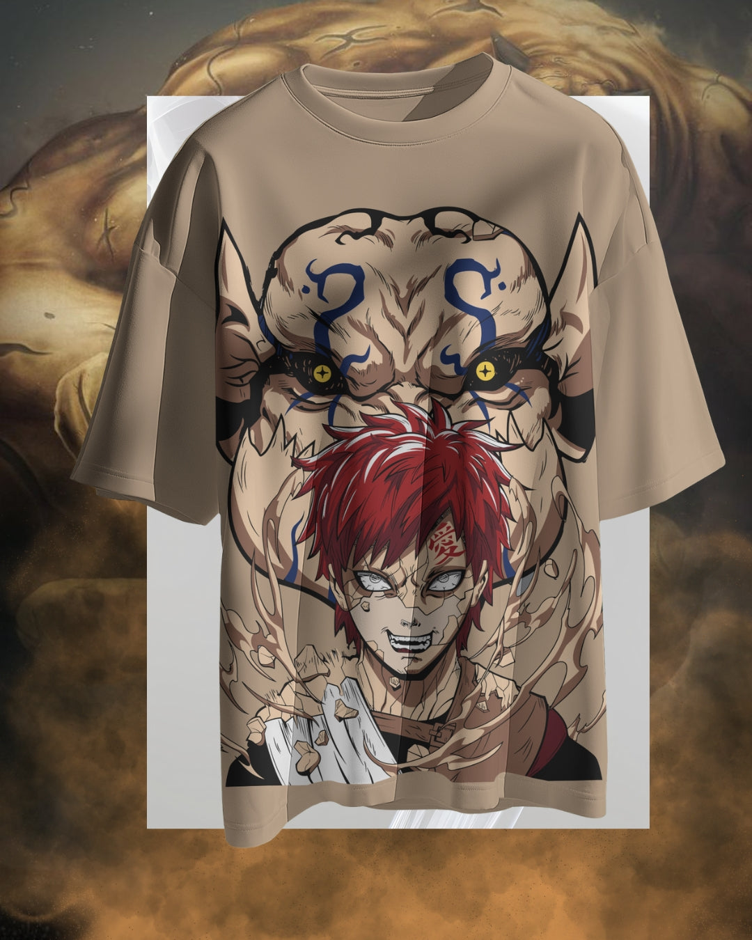 Gaara oversized T-shirt featuring bold Naruto anime print – unisex streetwear for anime fans