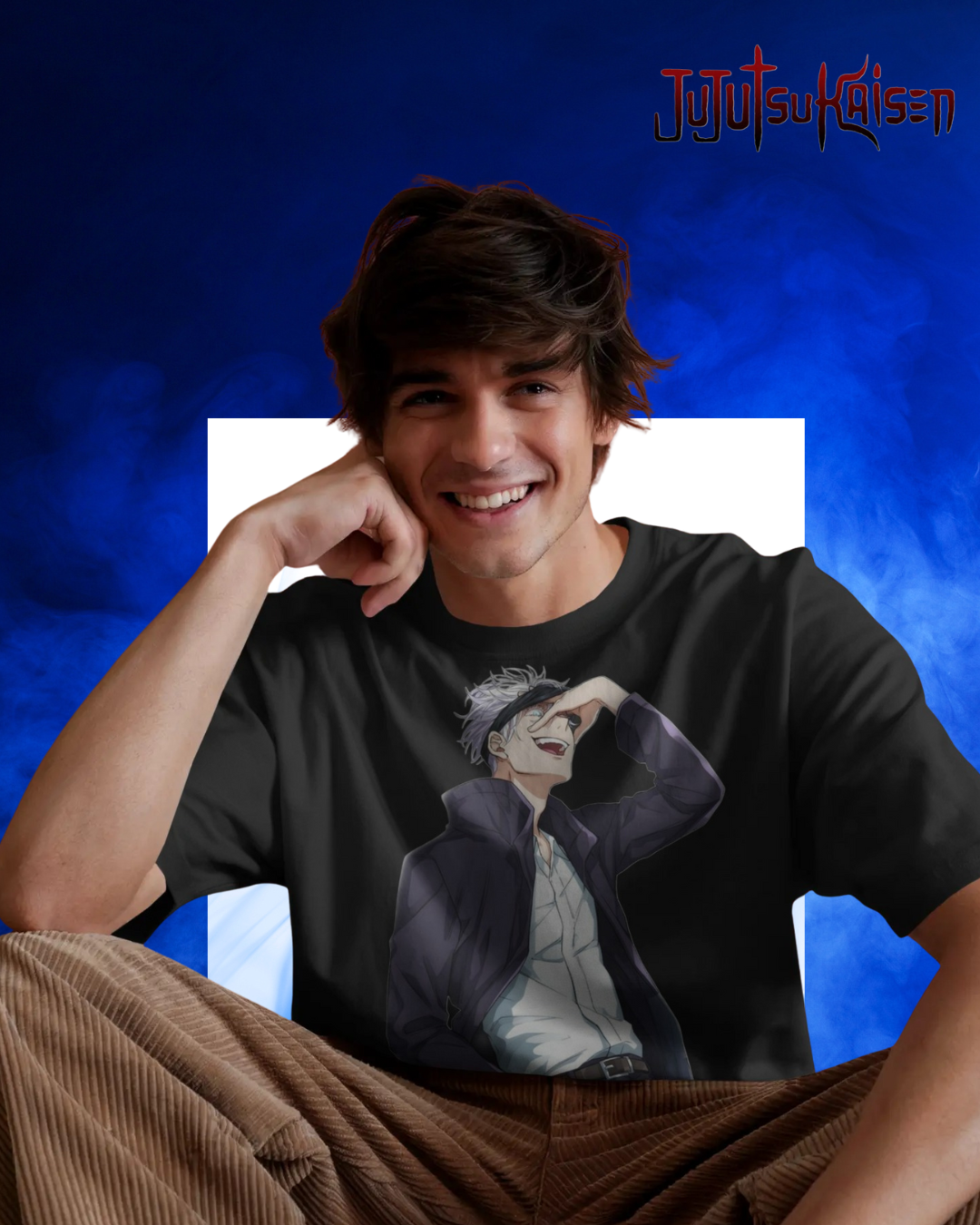 Gojo Satoru oversized T-shirt with bold anime print – unisex streetwear inspired by Jujutsu Kaisen