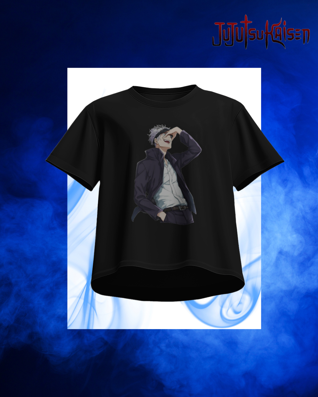 Gojo Satoru oversized T-shirt with bold anime print – unisex streetwear inspired by Jujutsu Kaisen