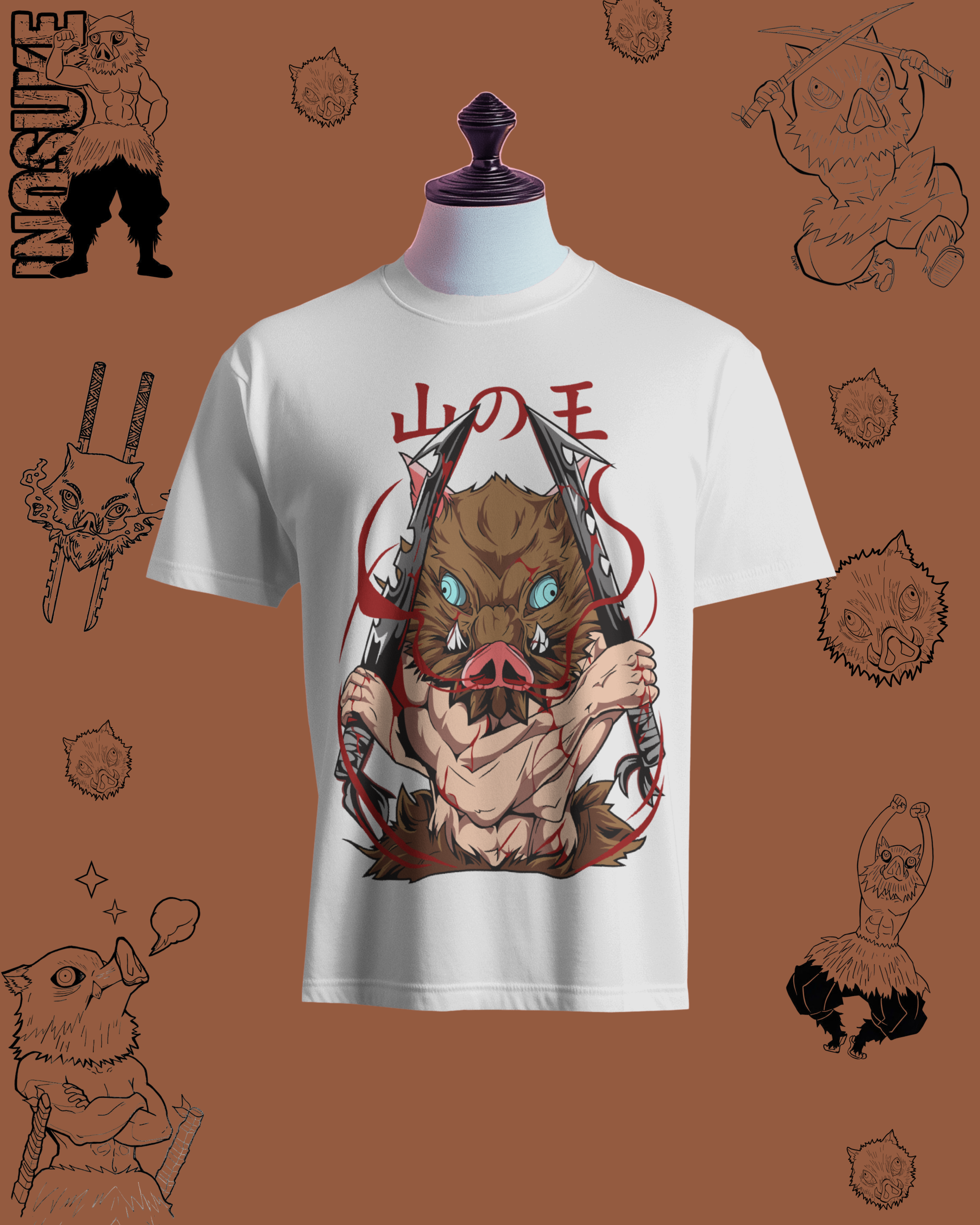 Inosuke Hashibira printed T-shirt – Demon Slayer anime apparel for men and women