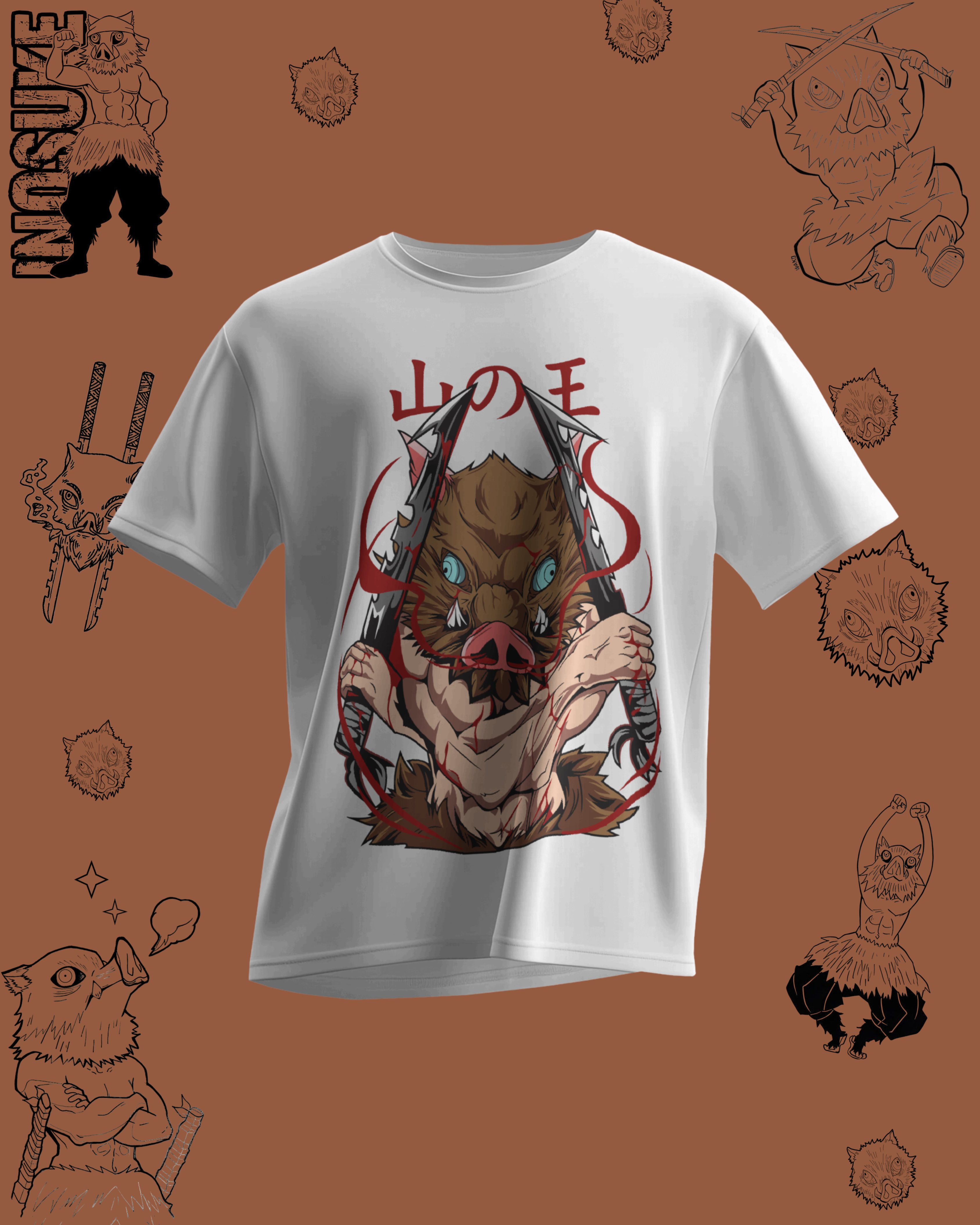 Inosuke Hashibira printed T-shirt – Demon Slayer anime apparel for men and women