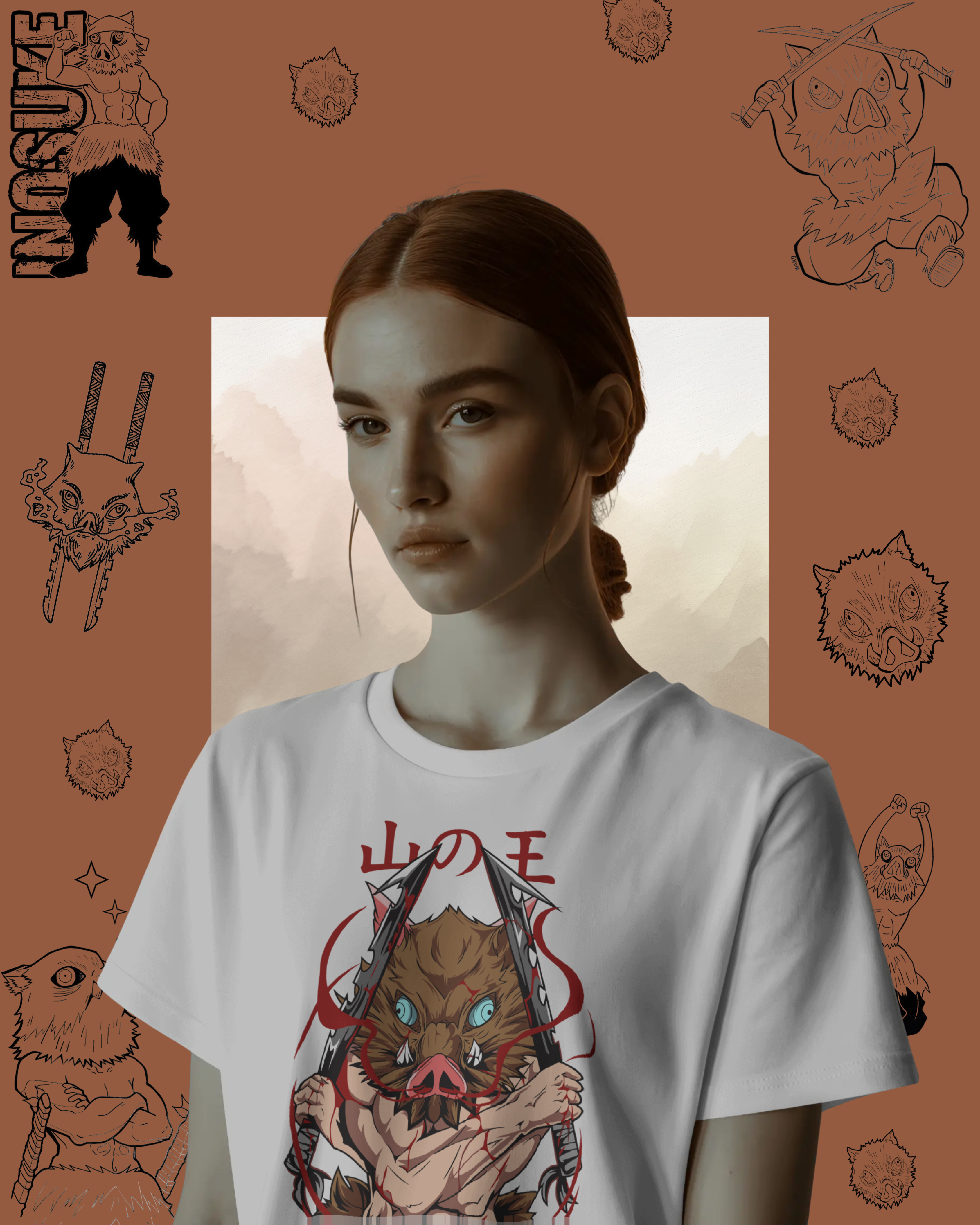 Inosuke Hashibira printed T-shirt – Demon Slayer anime apparel for men and women