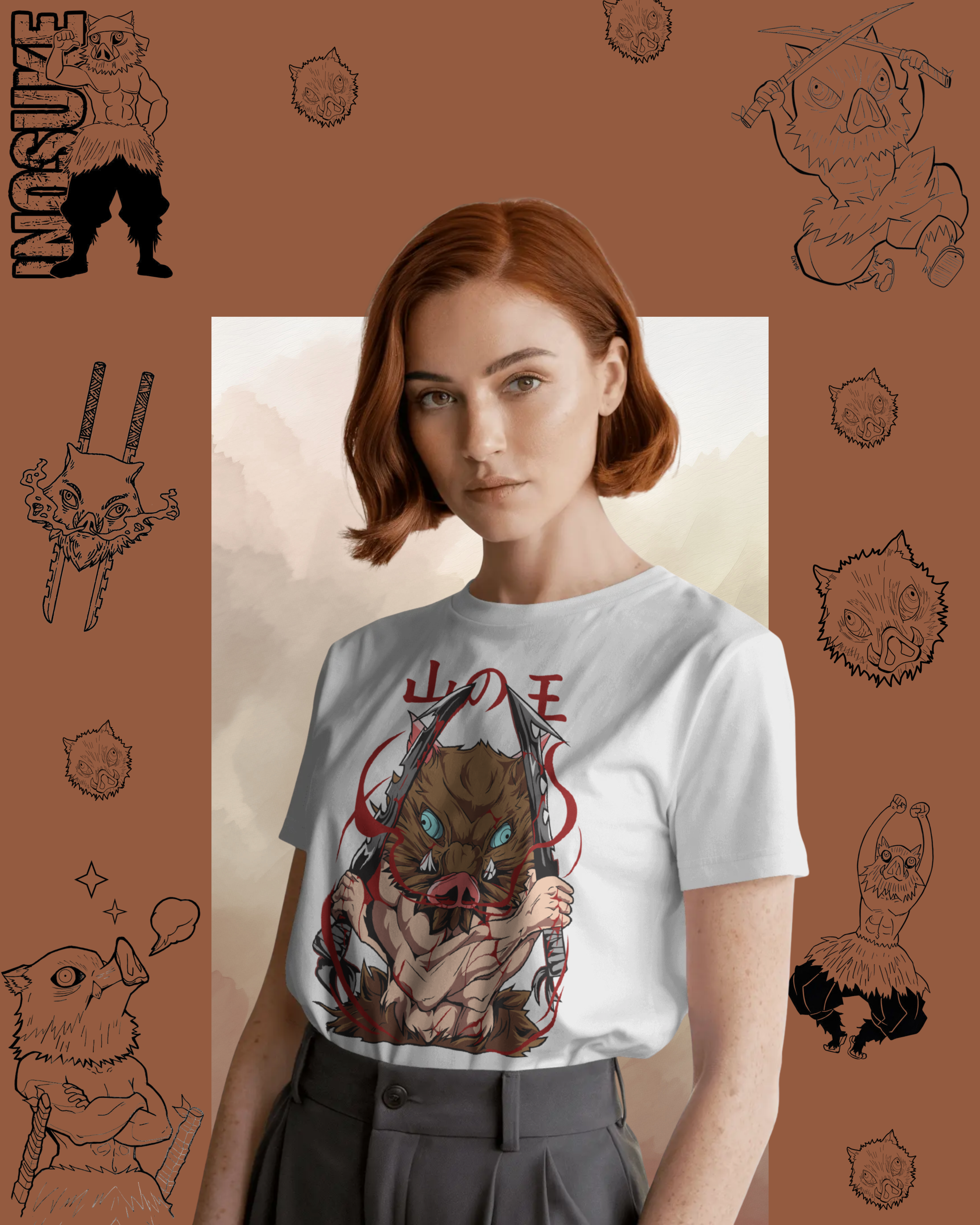 Inosuke Hashibira printed T-shirt – Demon Slayer anime apparel for men and women