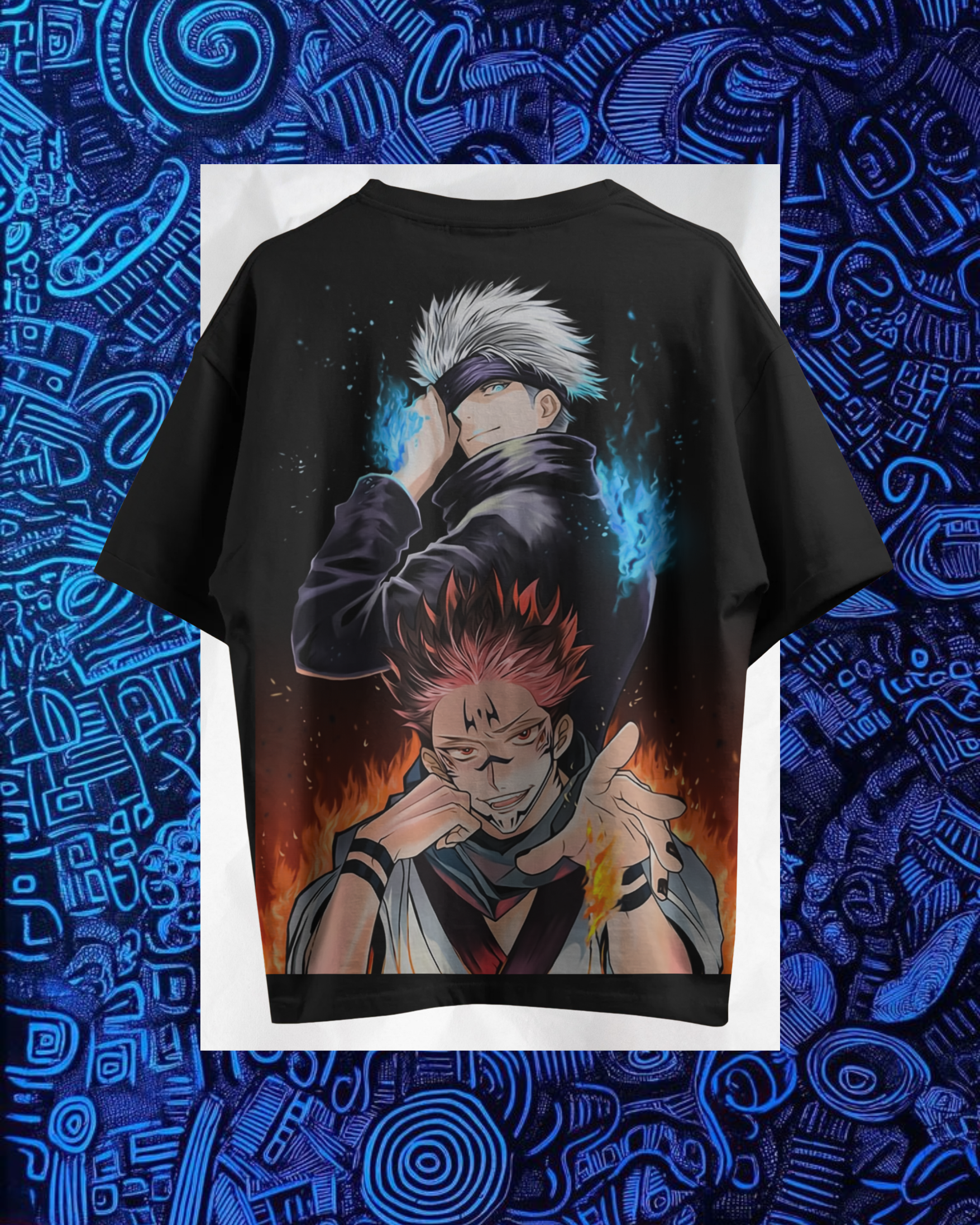 Gojo Satoru oversized T-shirt with bold anime print – unisex streetwear inspired by Jujutsu Kaisen