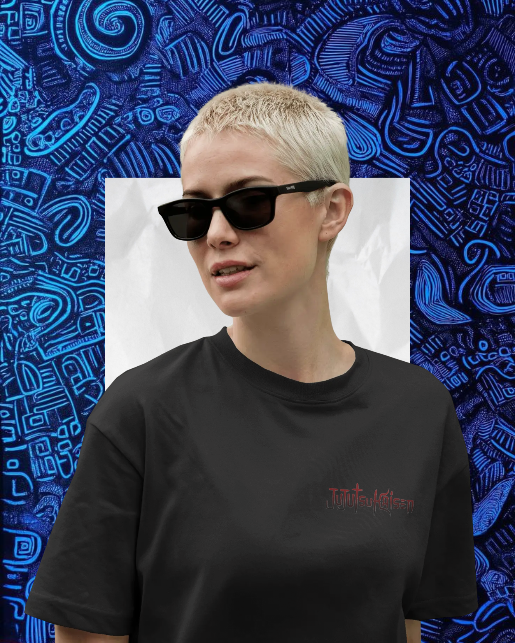Gojo Satoru oversized T-shirt with bold anime print – unisex streetwear inspired by Jujutsu Kaisen