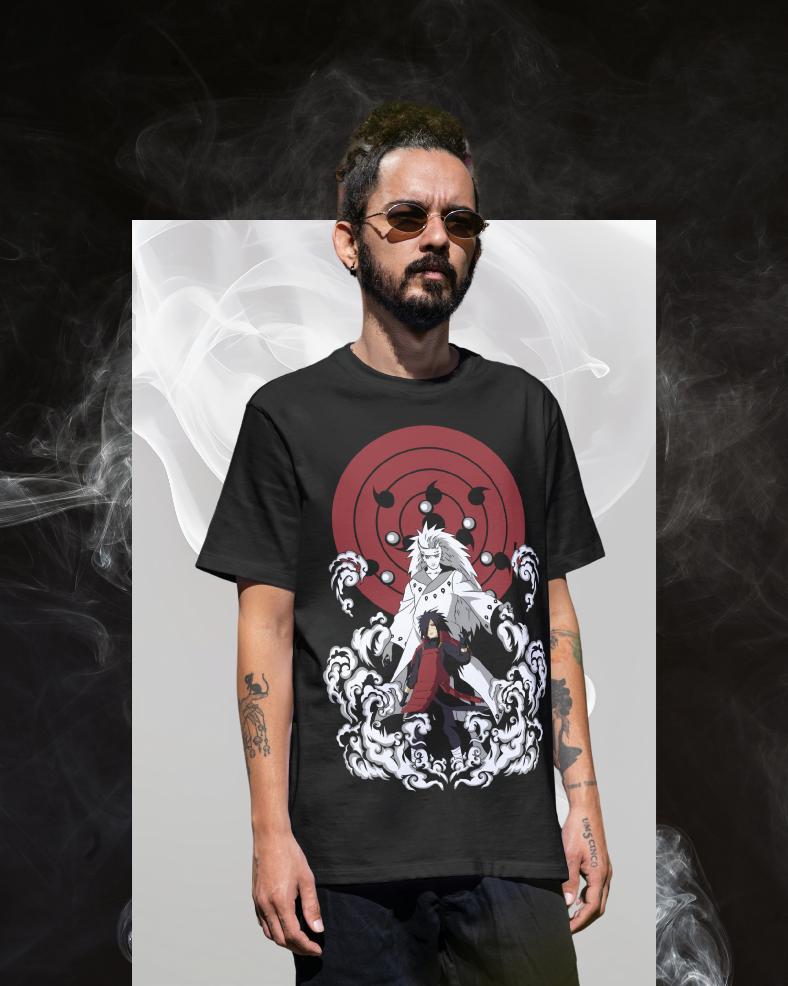 Madara oversized printed T-shirt featuring Uchiha Madara from Naruto anime – stylish unisex anime streetwear for fans