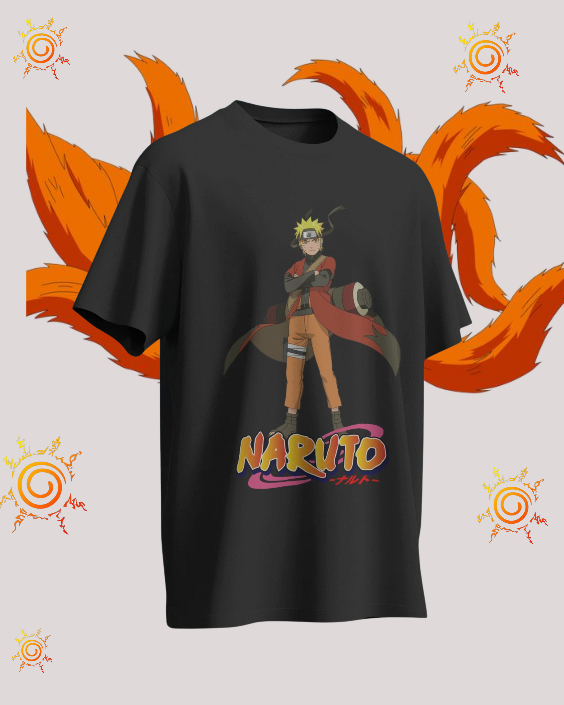 Naruto oversized T-shirt featuring iconic anime graphic, unisex streetwear tee for Naruto fans and anime enthusiasts.