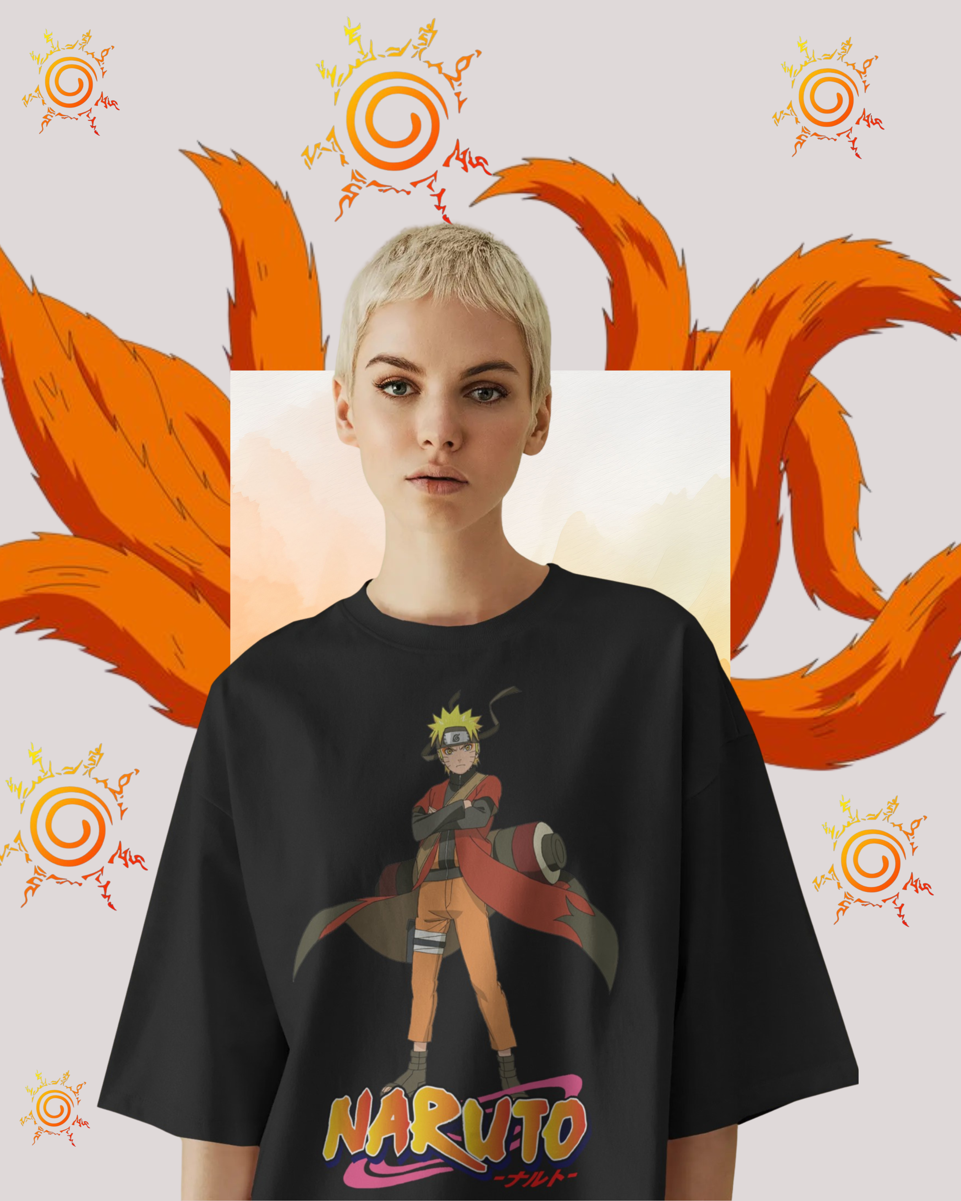 Naruto Uzumaki oversized printed T-shirt – anime streetwear for men and women