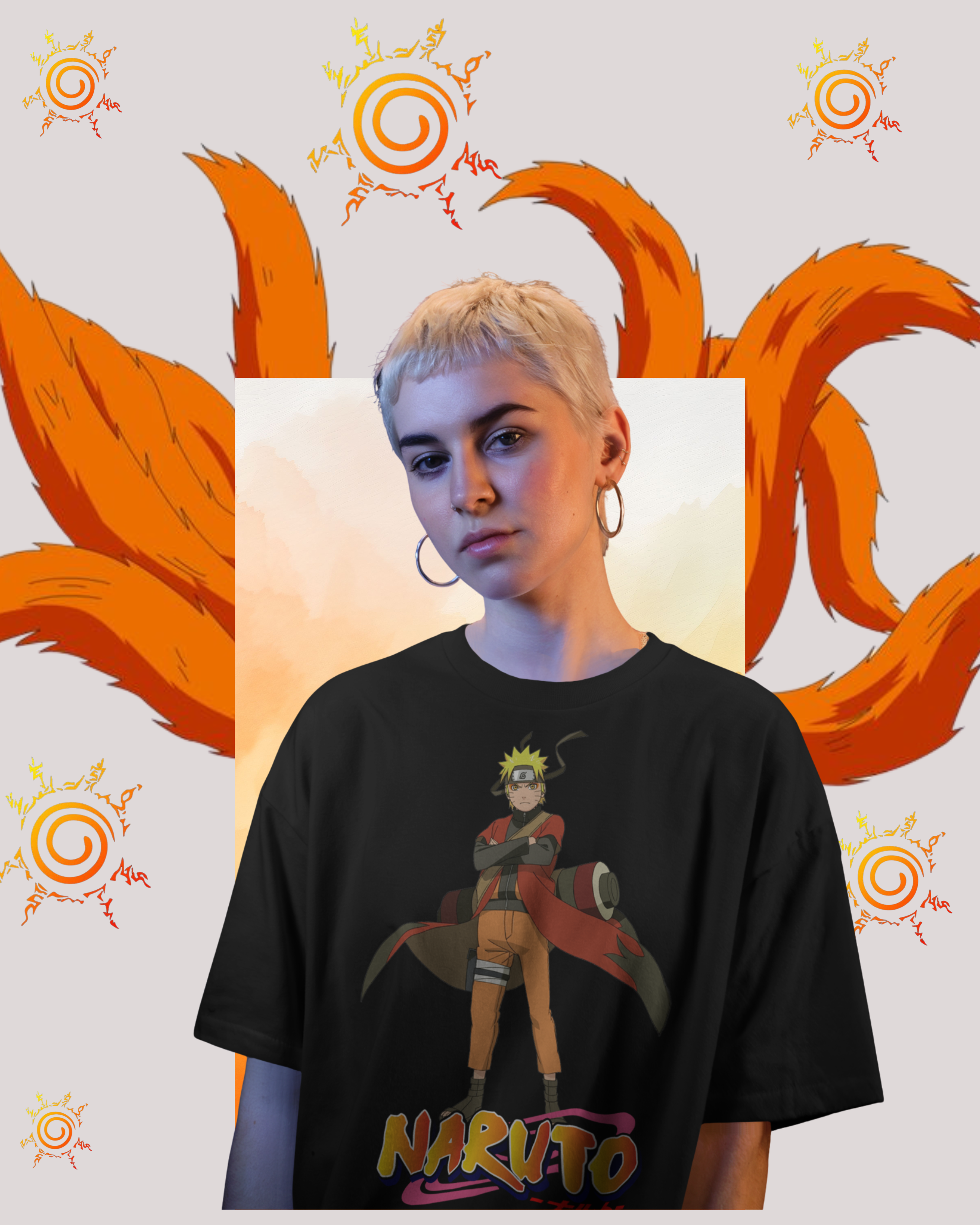 Naruto Uzumaki oversized printed T-shirt – anime streetwear for men and women