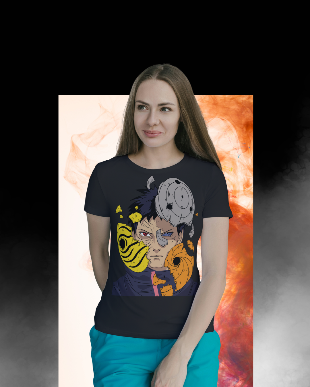 Obito Uchiha printed regular fit T-shirt featuring Naruto anime character graphic, unisex casual tee for anime and manga fans.