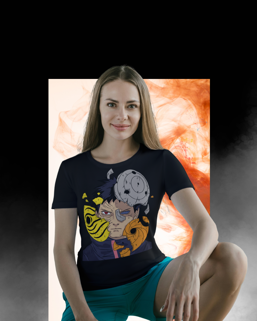 Obito Uchiha printed regular fit T-shirt featuring Naruto anime character graphic, unisex casual tee for anime and manga fans.