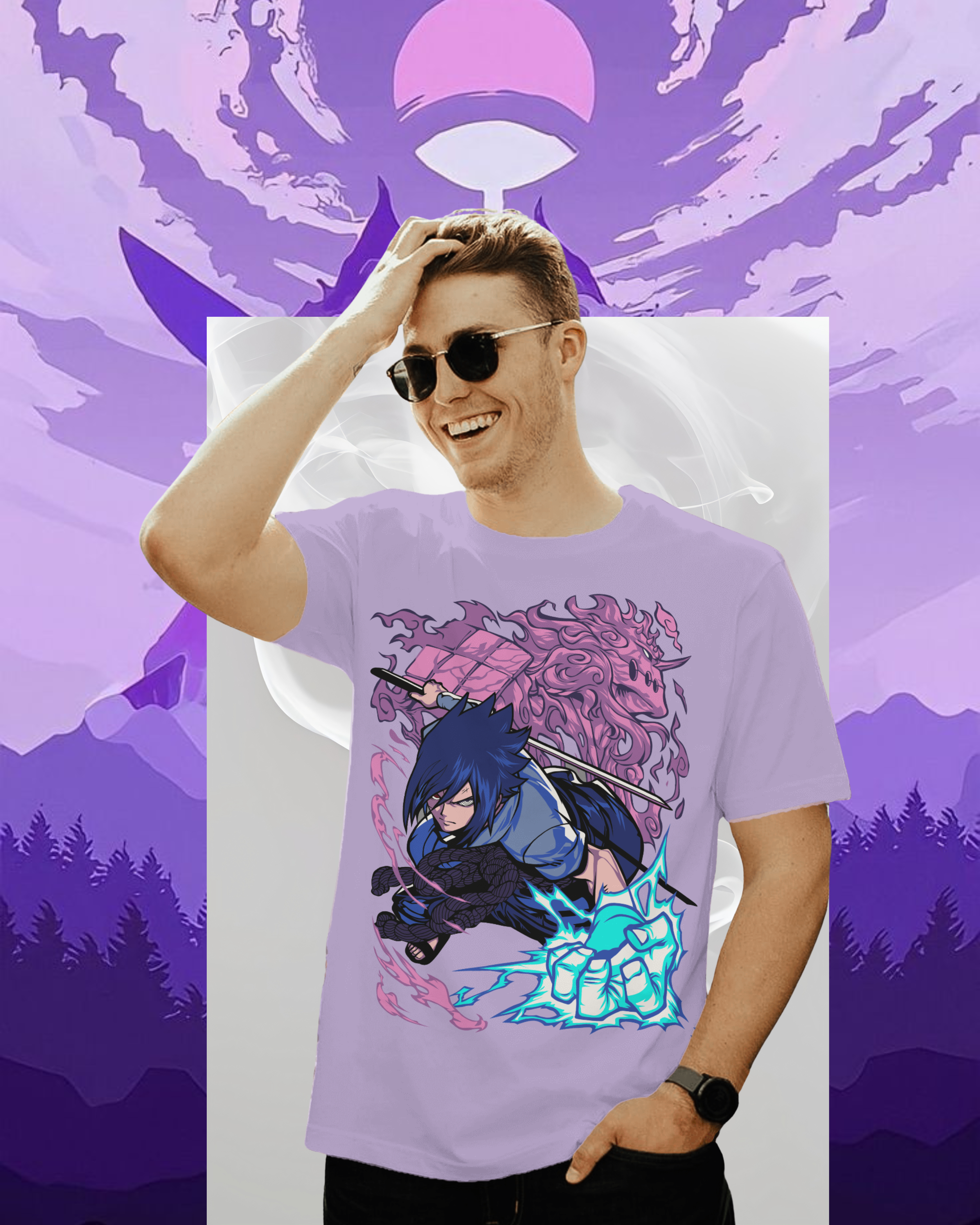 Sasuke Uchiha printed T-shirt – Naruto anime apparel for men and women