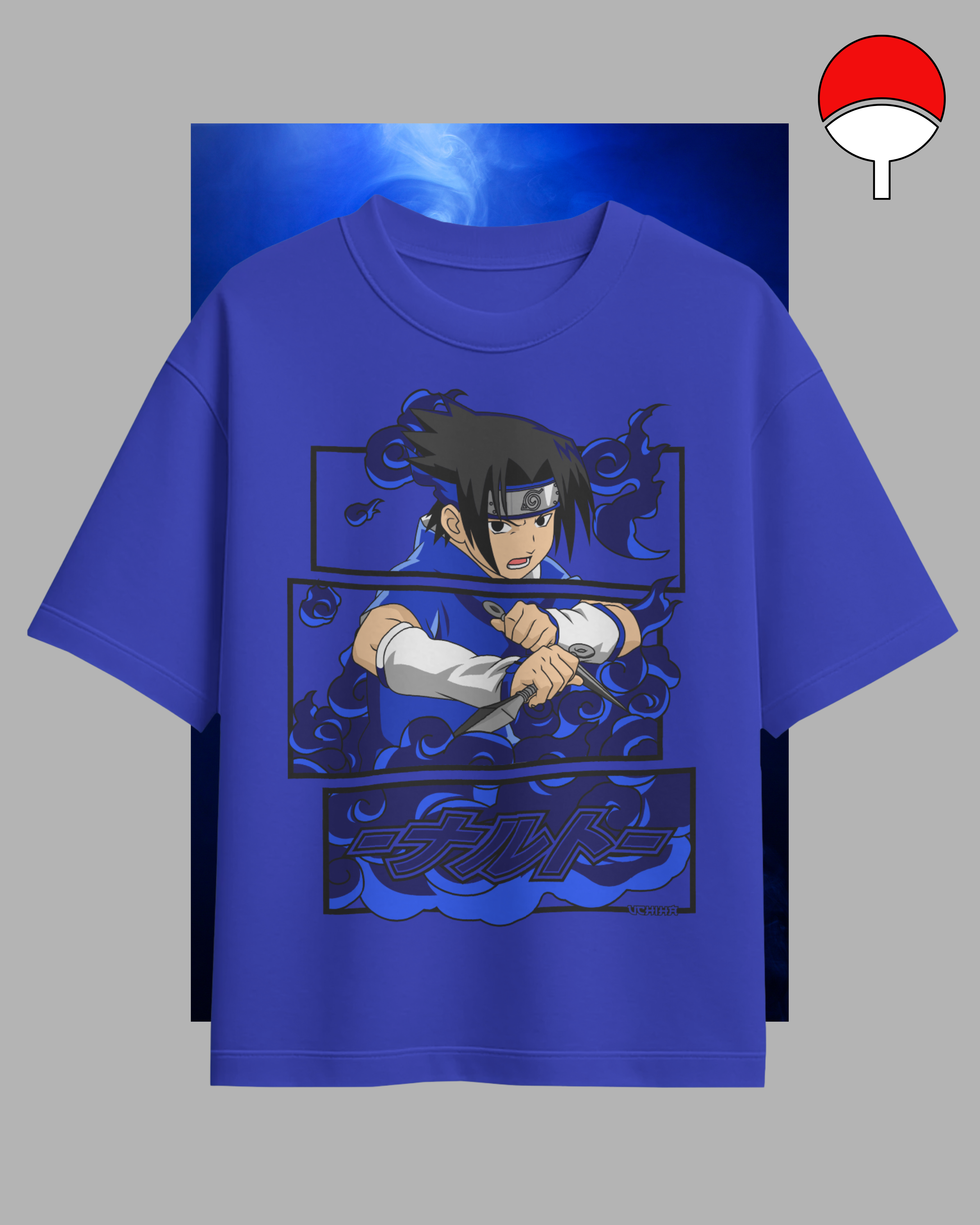 Oversized Sasuke Uchiha printed T-shirt – Naruto anime streetwear for men and women