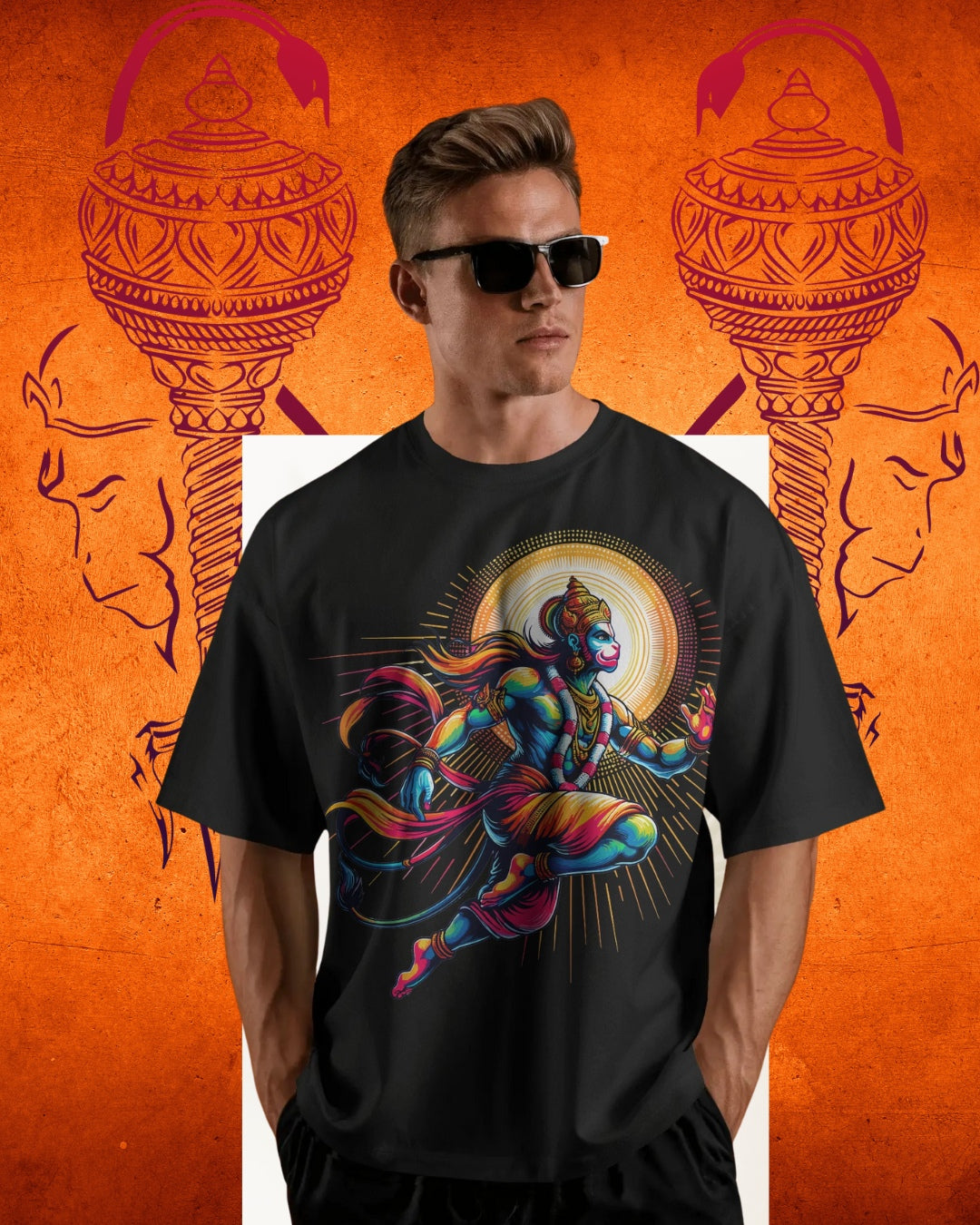 Powerful Lord Hanuman graphic t-shirt – unisex cotton spiritual wear