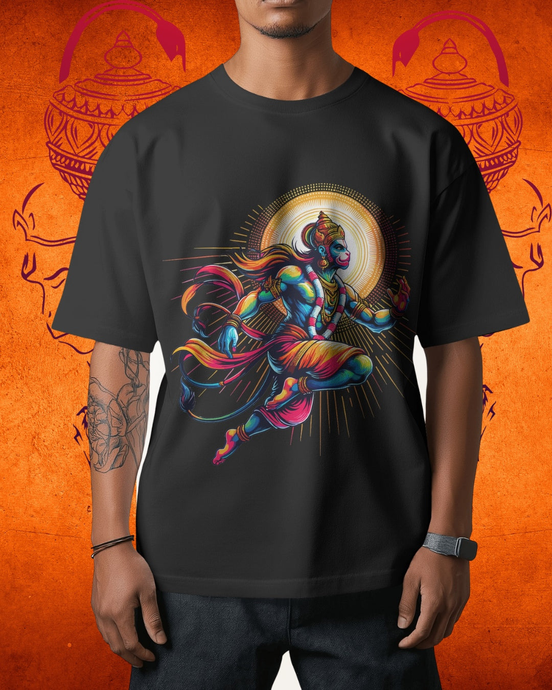 Powerful Lord Hanuman graphic t-shirt – unisex cotton spiritual wear
