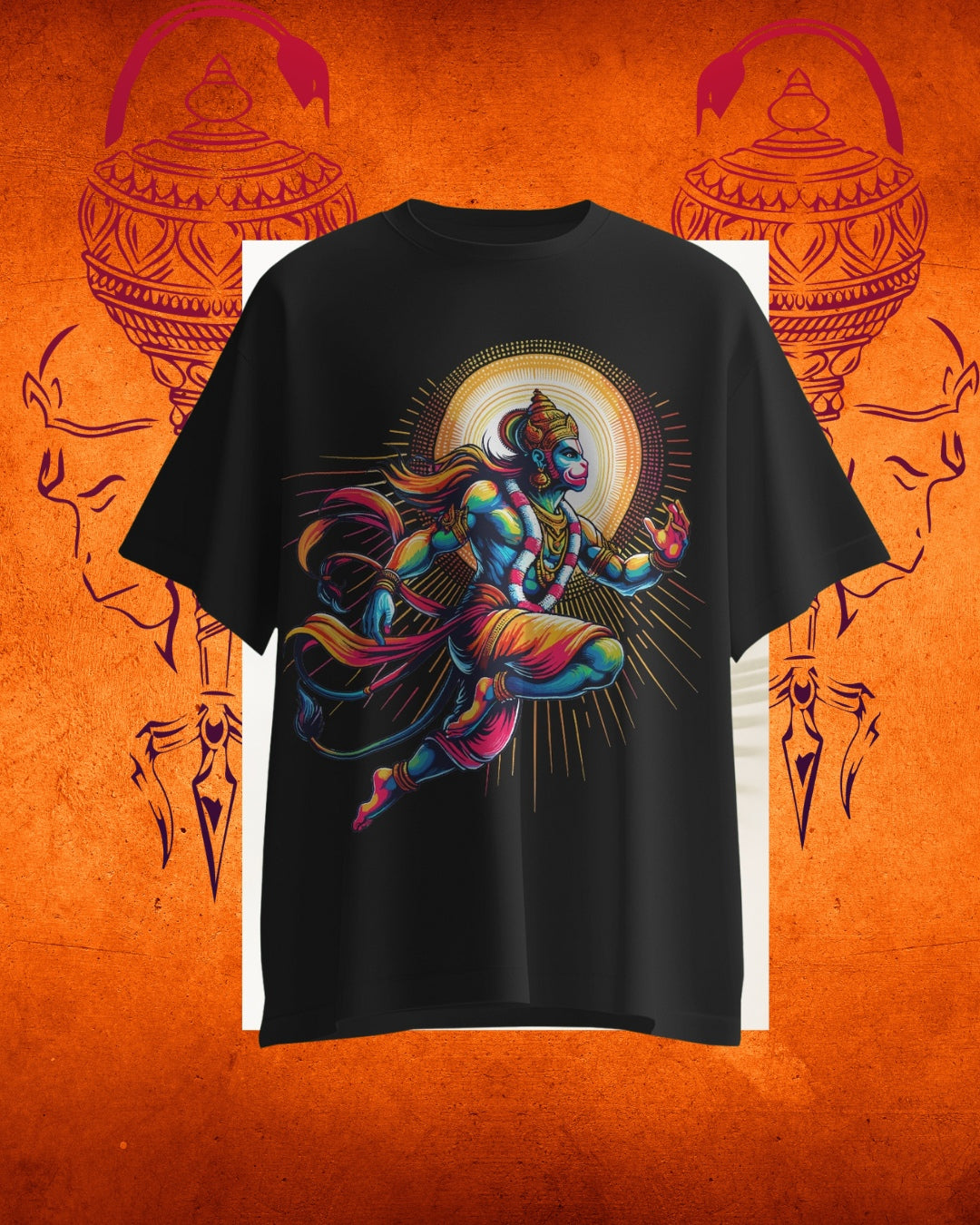 Powerful Lord Hanuman graphic t-shirt – unisex cotton spiritual wear