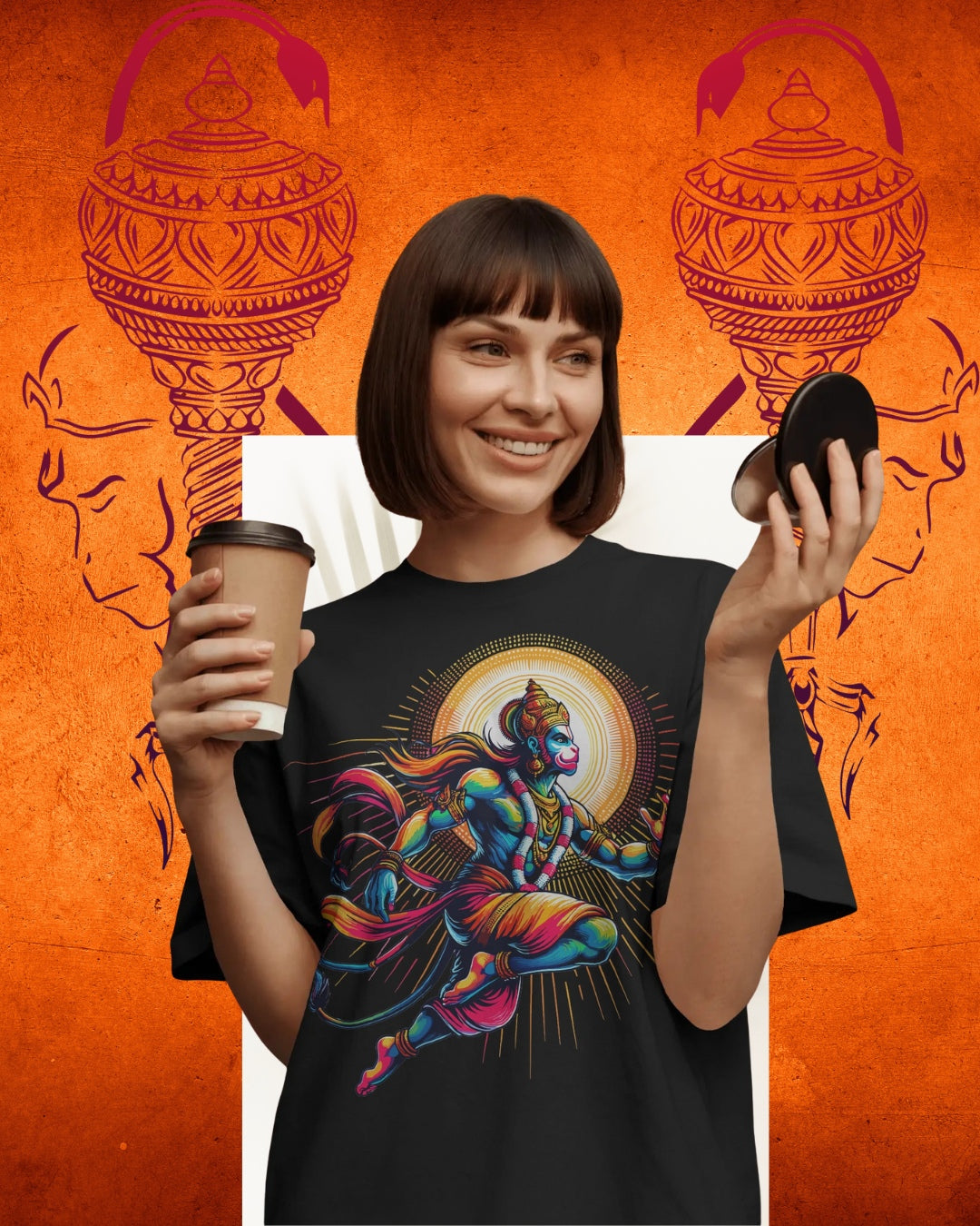Powerful Lord Hanuman graphic t-shirt – unisex cotton spiritual wear