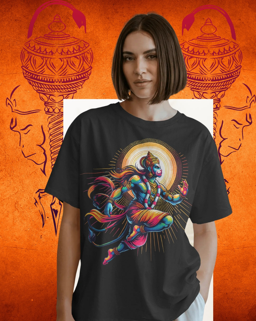 Powerful Lord Hanuman graphic t-shirt – unisex cotton spiritual wear