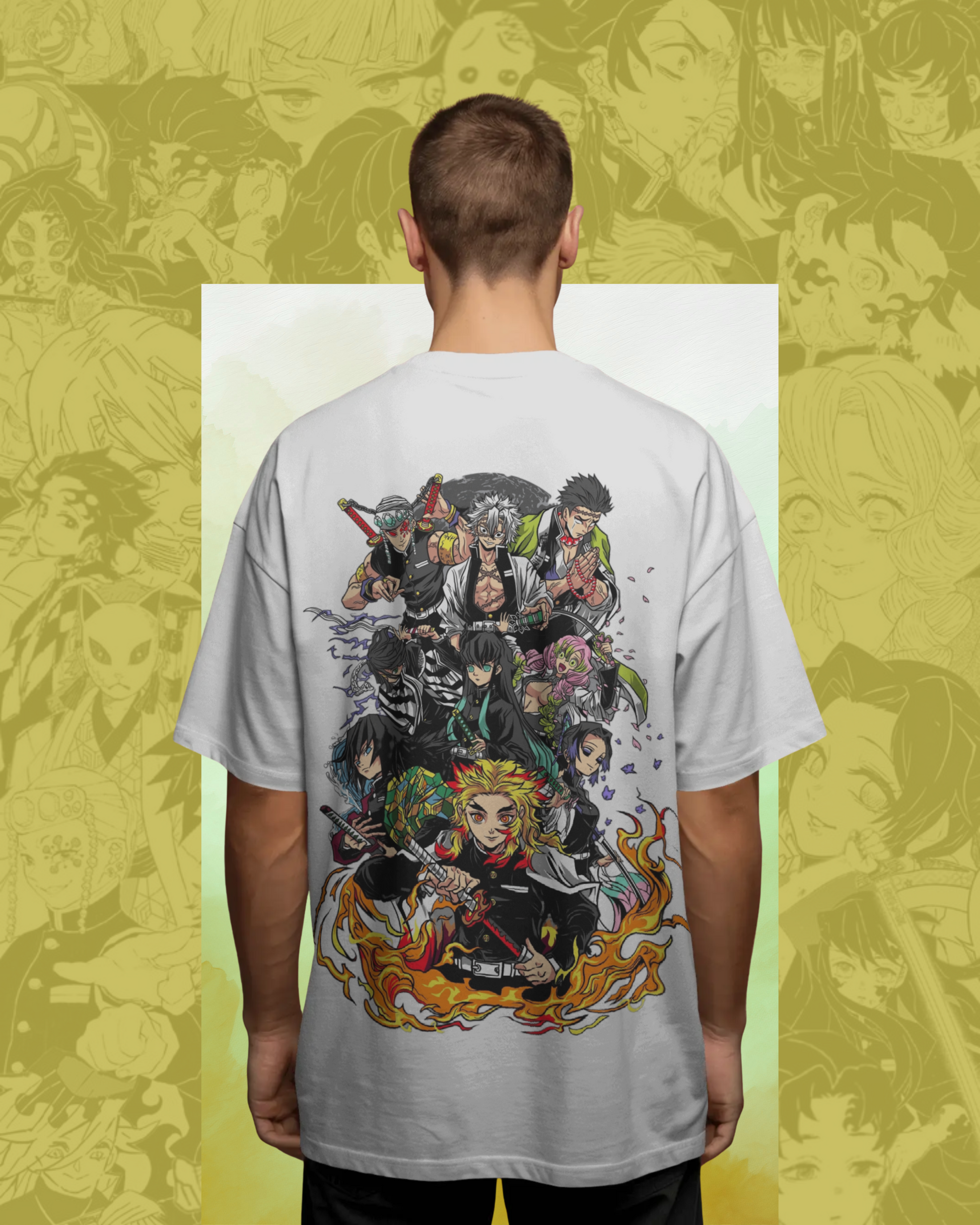 Hashira oversized T-shirt featuring Demon Slayer print – unisex anime streetwear for fans