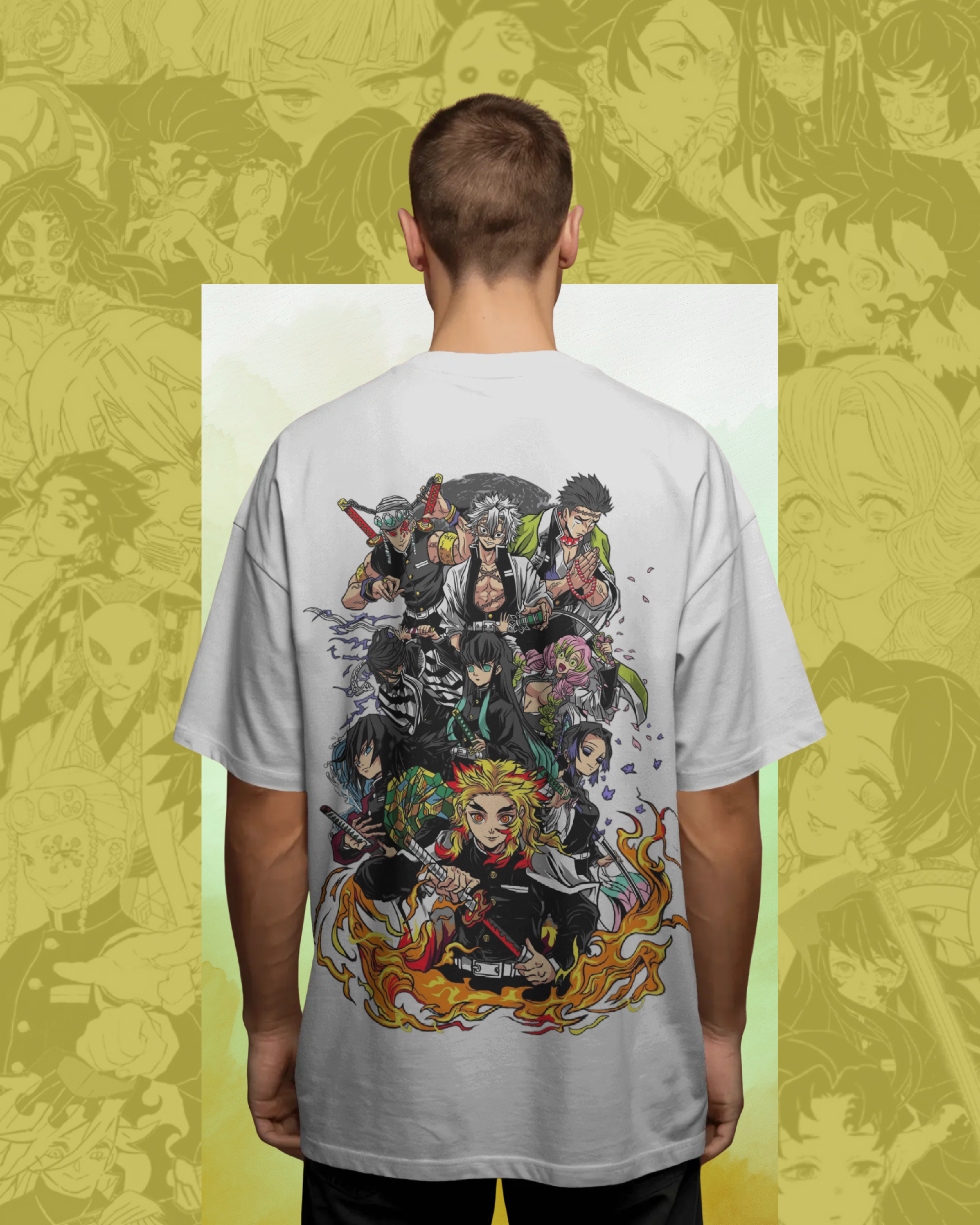 Hashira oversized T-shirt featuring Demon Slayer print – unisex anime streetwear for fans