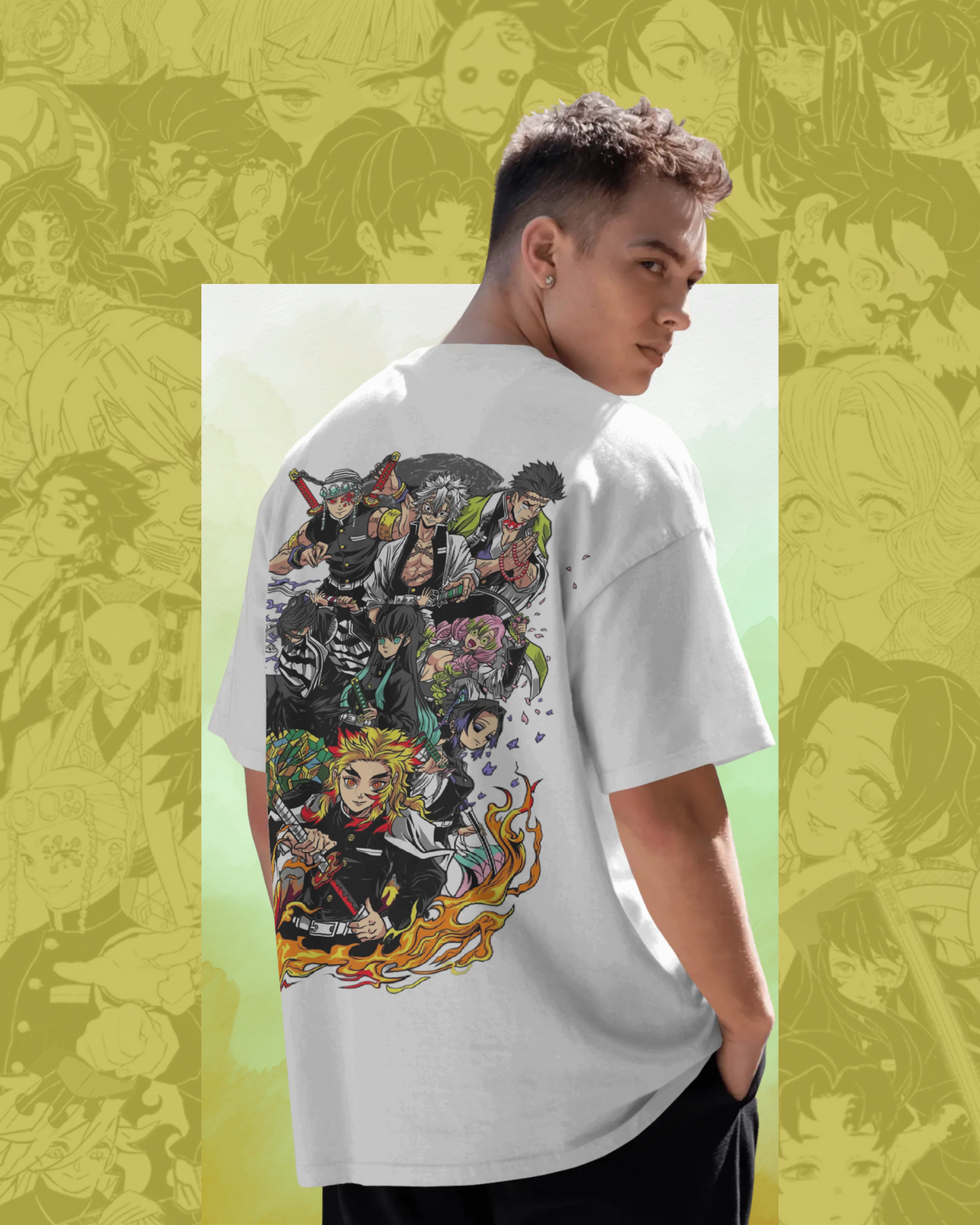 Hashira oversized T-shirt featuring Demon Slayer print – unisex anime streetwear for fans