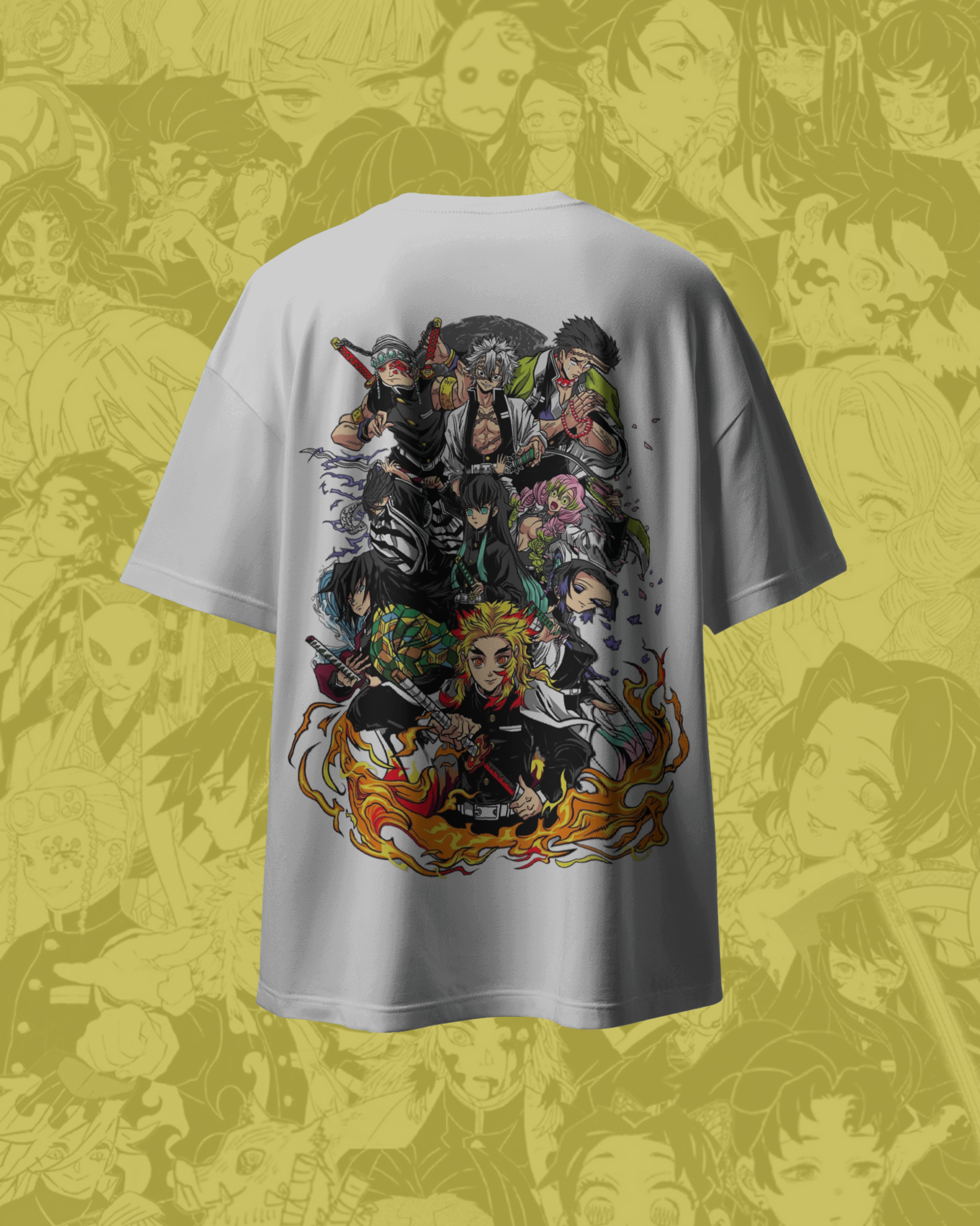 Hashira oversized T-shirt featuring Demon Slayer print – unisex anime streetwear for fans