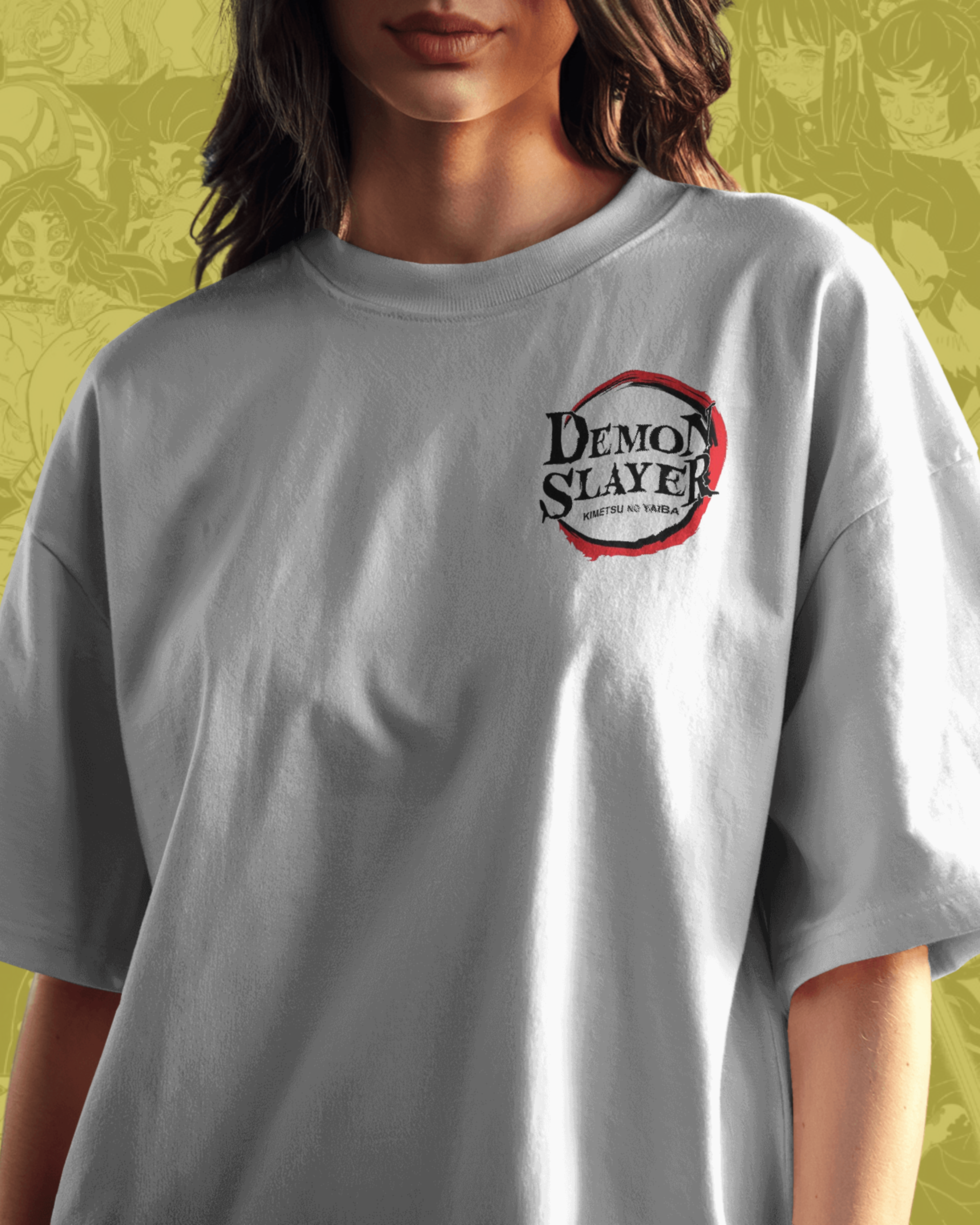 Hashira oversized T-shirt featuring Demon Slayer print – unisex anime streetwear for fans