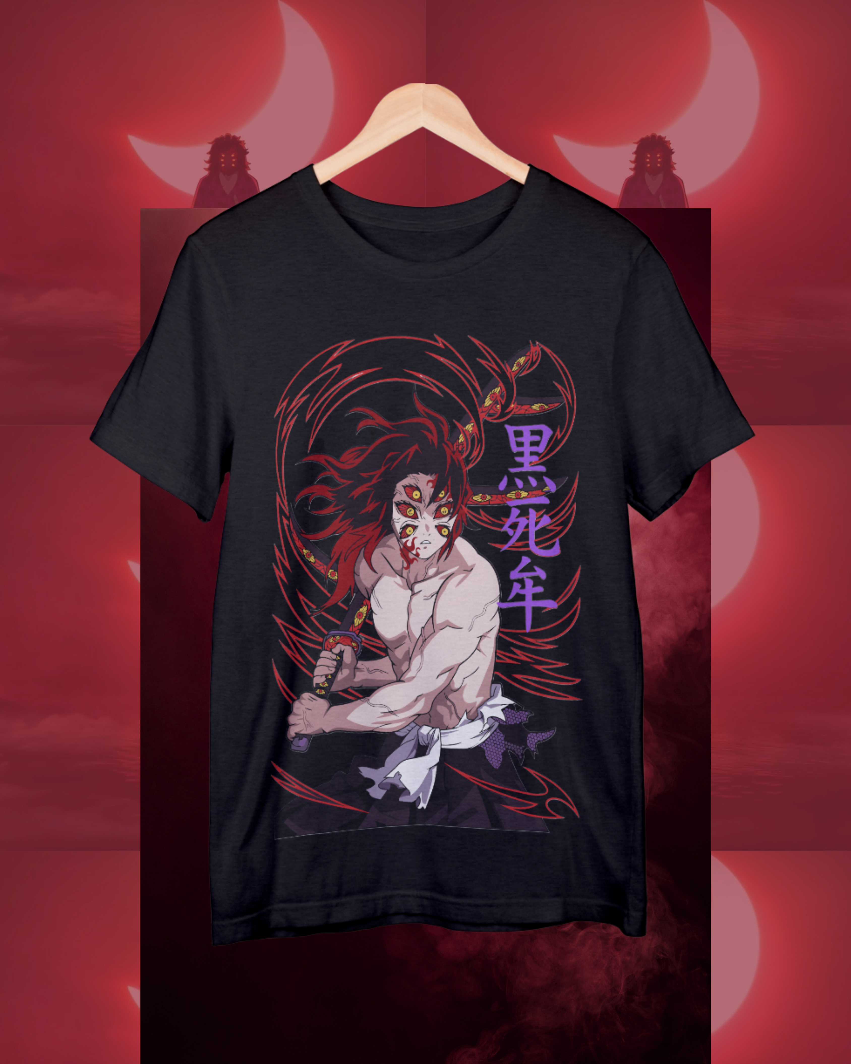 Kokushibo oversized t-shirt featuring detailed anime artwork from Demon Slayer