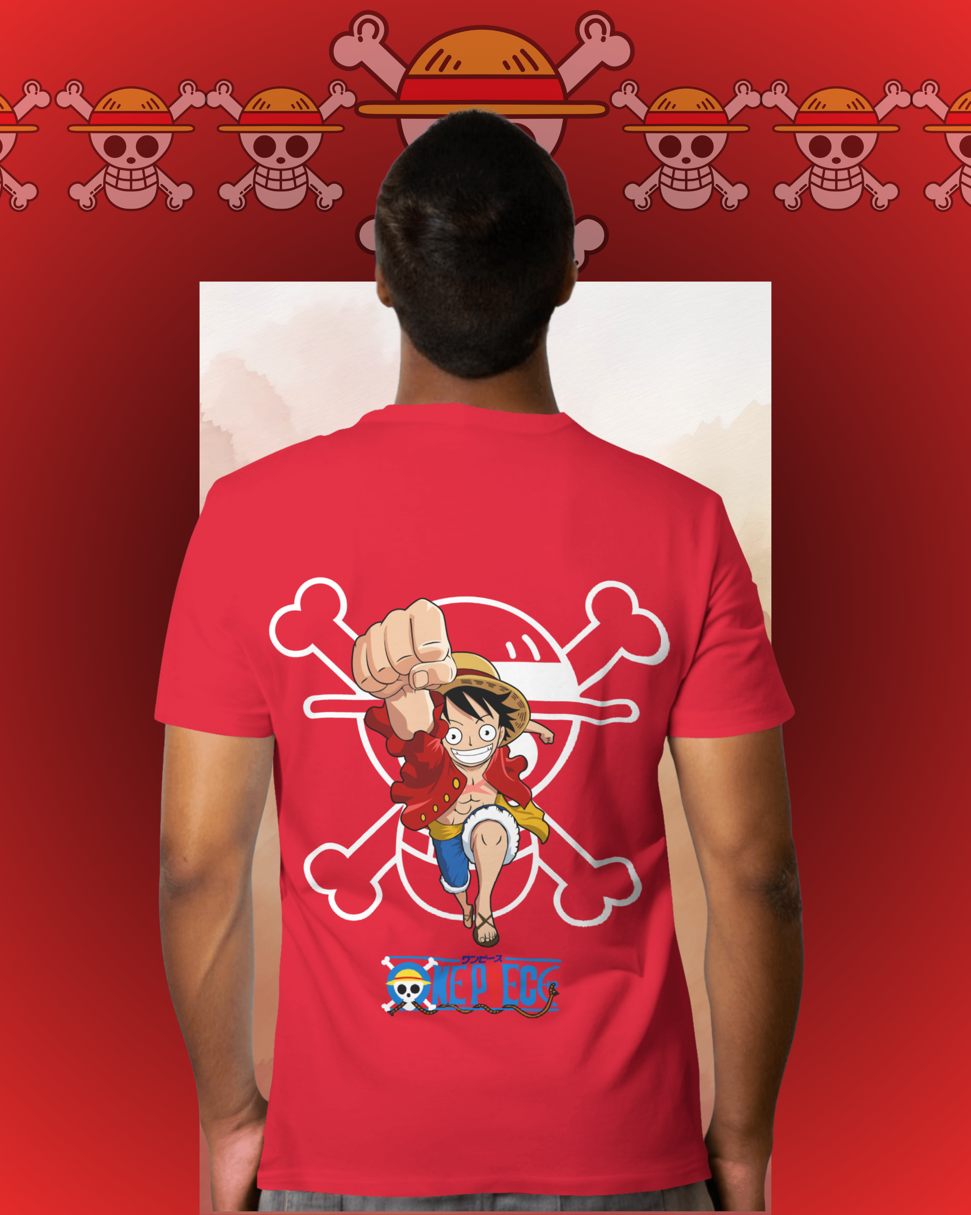 Luffy T-shirt with One Piece anime print – unisex streetwear for anime and manga fans