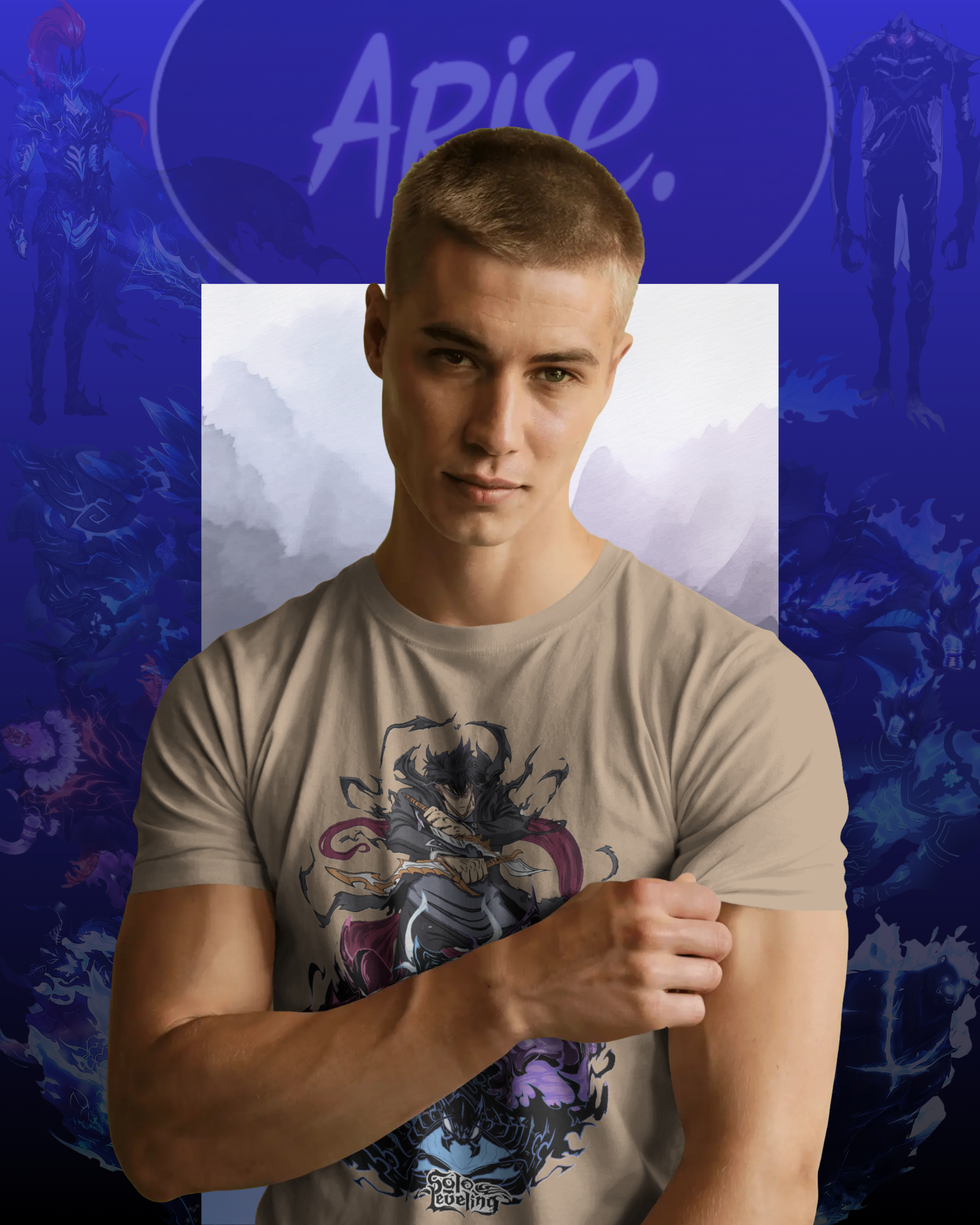 Sung Jin-Woo Solo Leveling printed T-shirt – anime streetwear for men and women