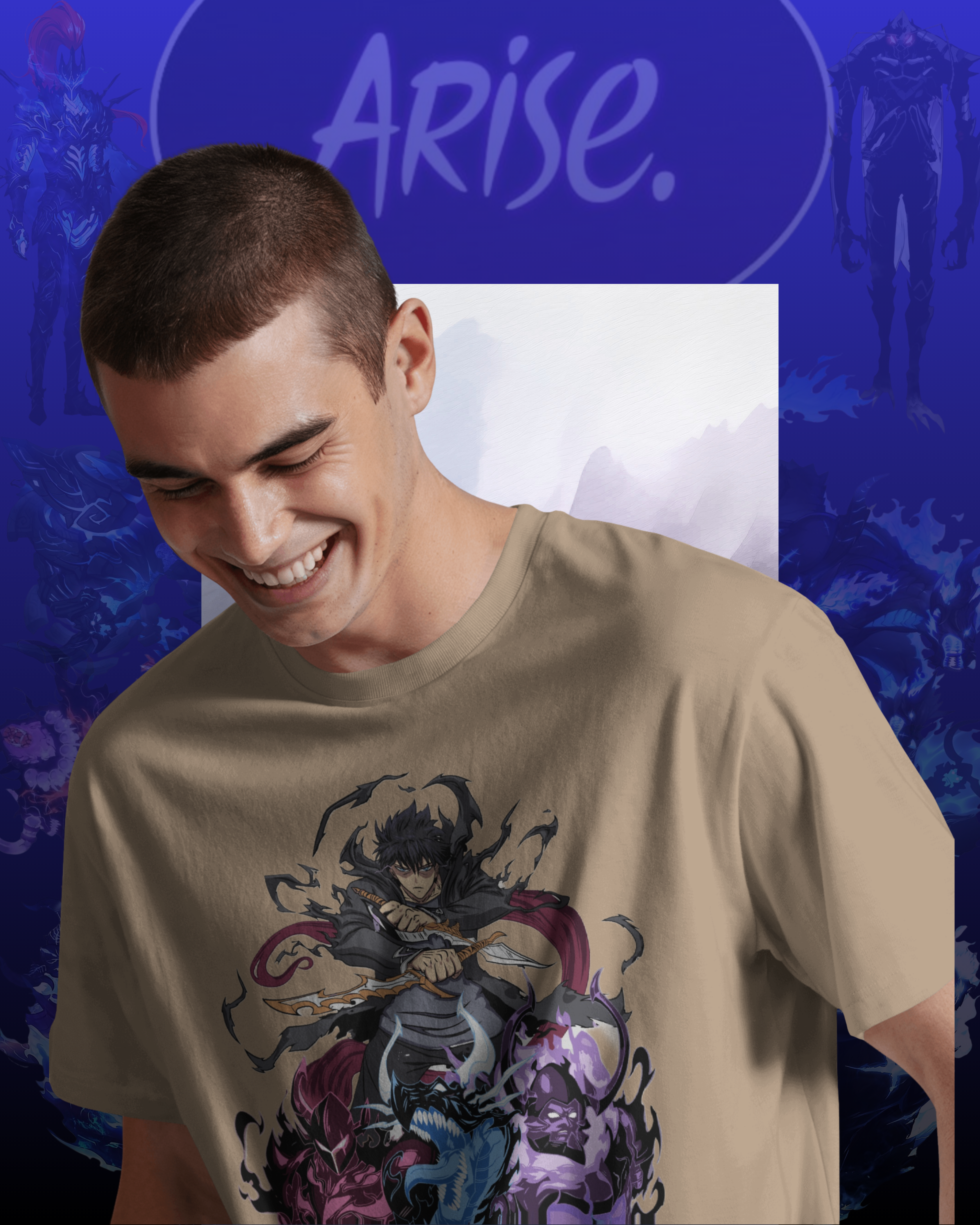 Sung Jin-Woo Solo Leveling printed T-shirt – anime streetwear for men and women