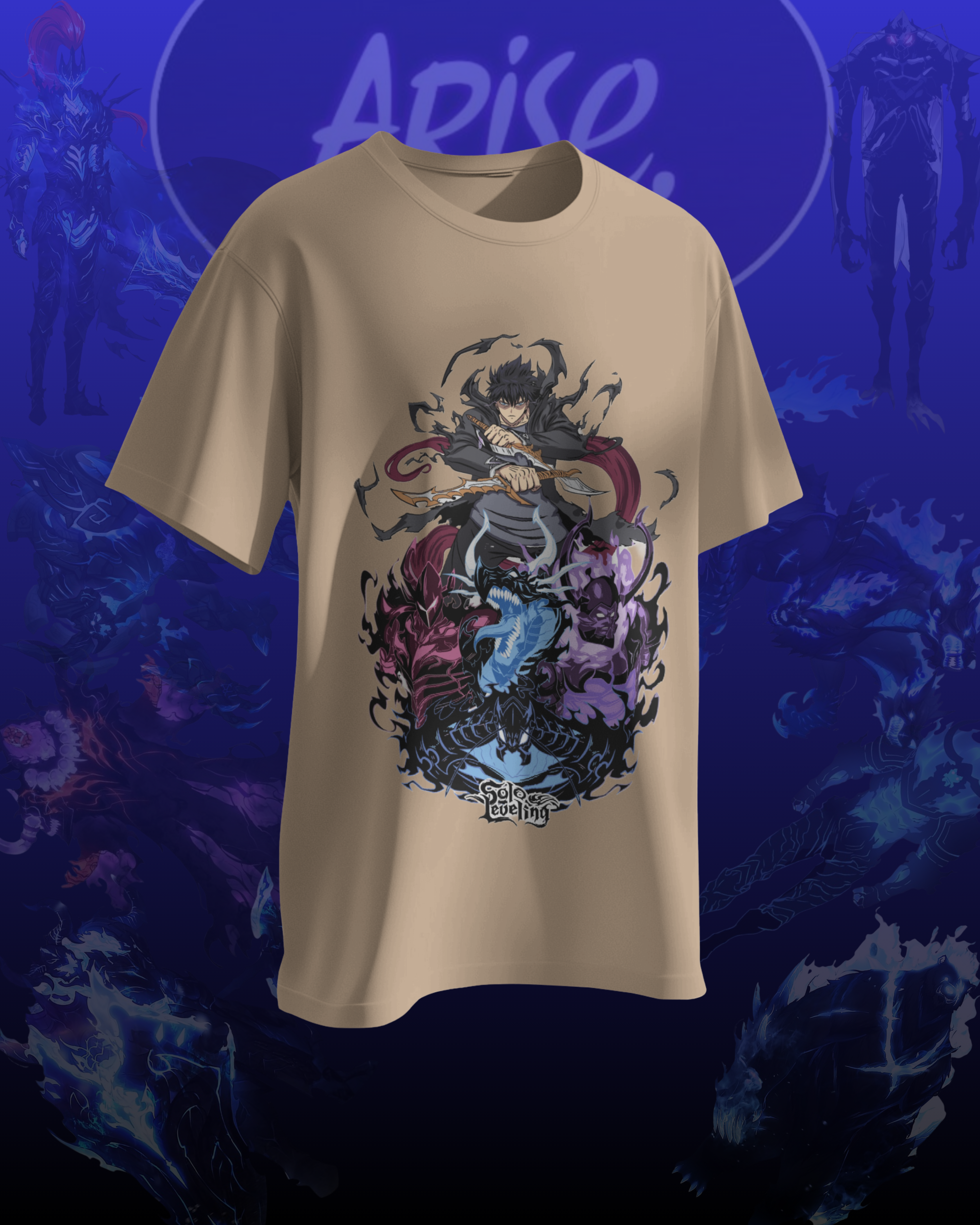 Sung Jin-Woo Solo Leveling printed T-shirt – anime streetwear for men and women