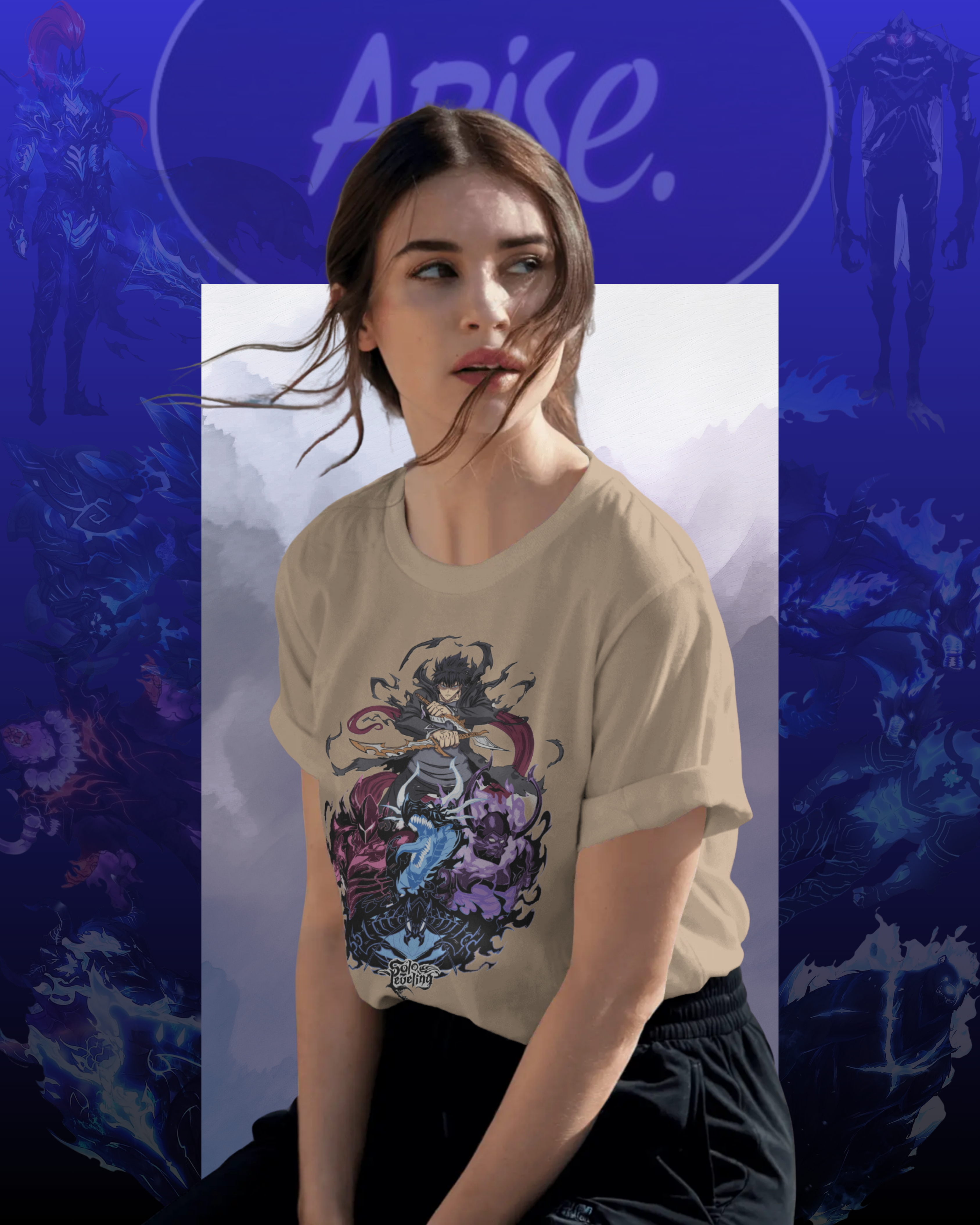 Sung Jin-Woo Solo Leveling printed T-shirt – anime streetwear for men and women