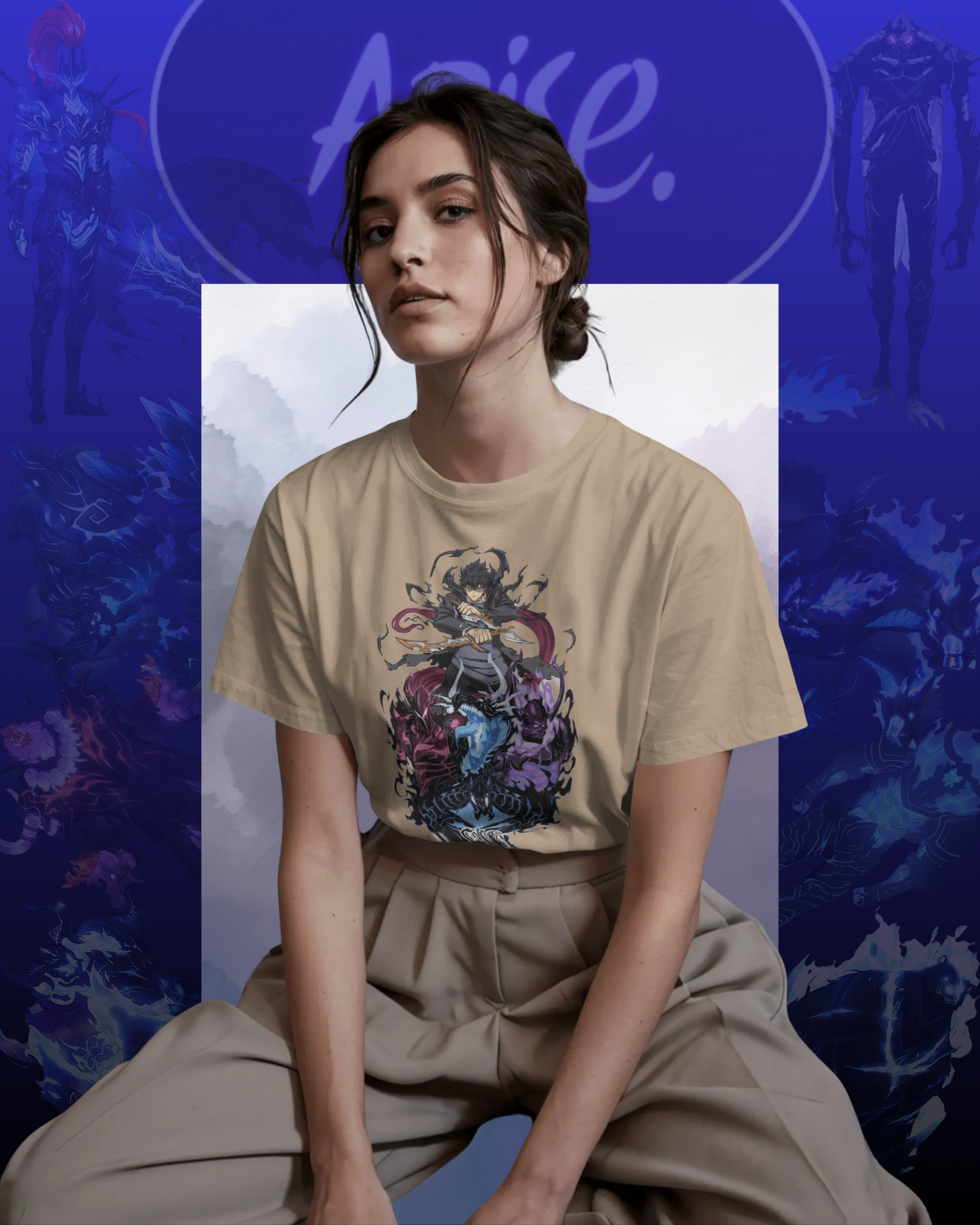 Sung Jin-Woo Solo Leveling printed T-shirt – anime streetwear for men and women